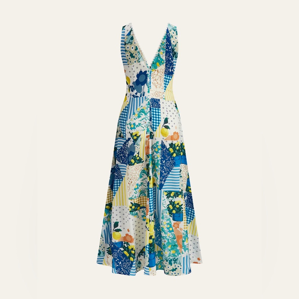 Commense Lemonade Print Lace Trim Long Dress - Picture 6 of 15
